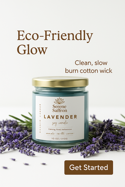 Lavender Scented Soy Wax Candle | 40+ Hours Burn Time | Serene Saffron Handpoured Candle