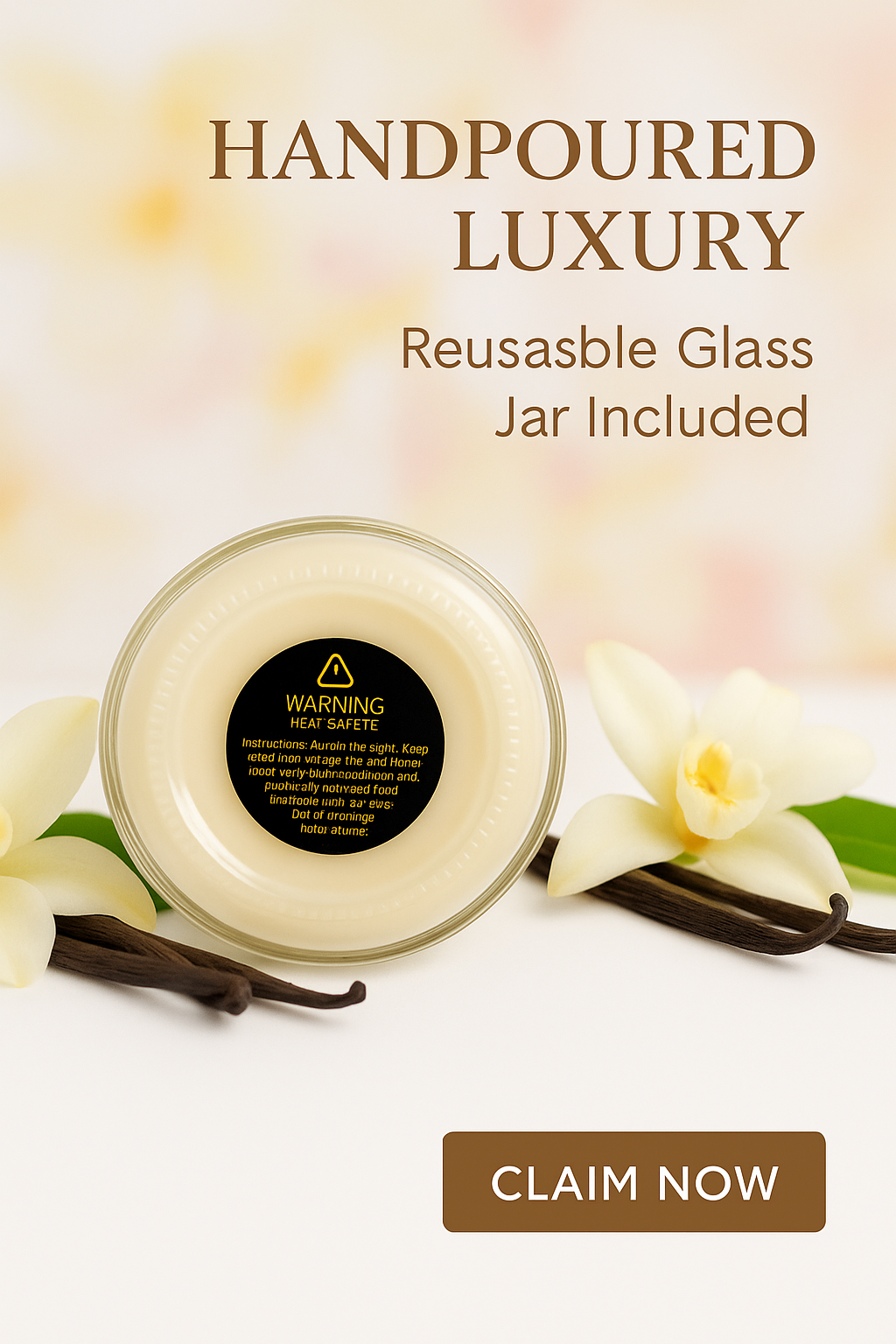 Vanilla Soy Wax Candle – 40+ Hour Burn | Premium Handpoured, Eco-Friendly, Aromatherapy Jar by Serene Saffron