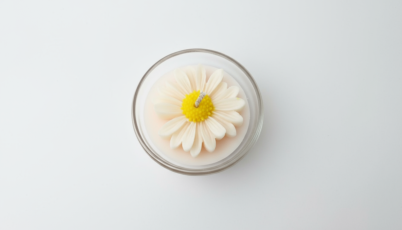 Handcrafted Daisy Flower Soy Wax Candle – Elegant Floral Decor & Gifting Piece